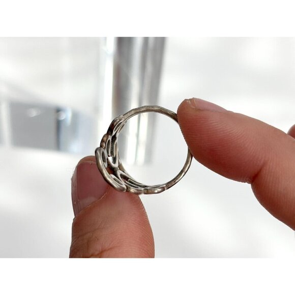 Swirl Statement Cutout Unisex Sterling Silver Victorian Vintage Ring - sz 6.5 - Picture 3 of 10